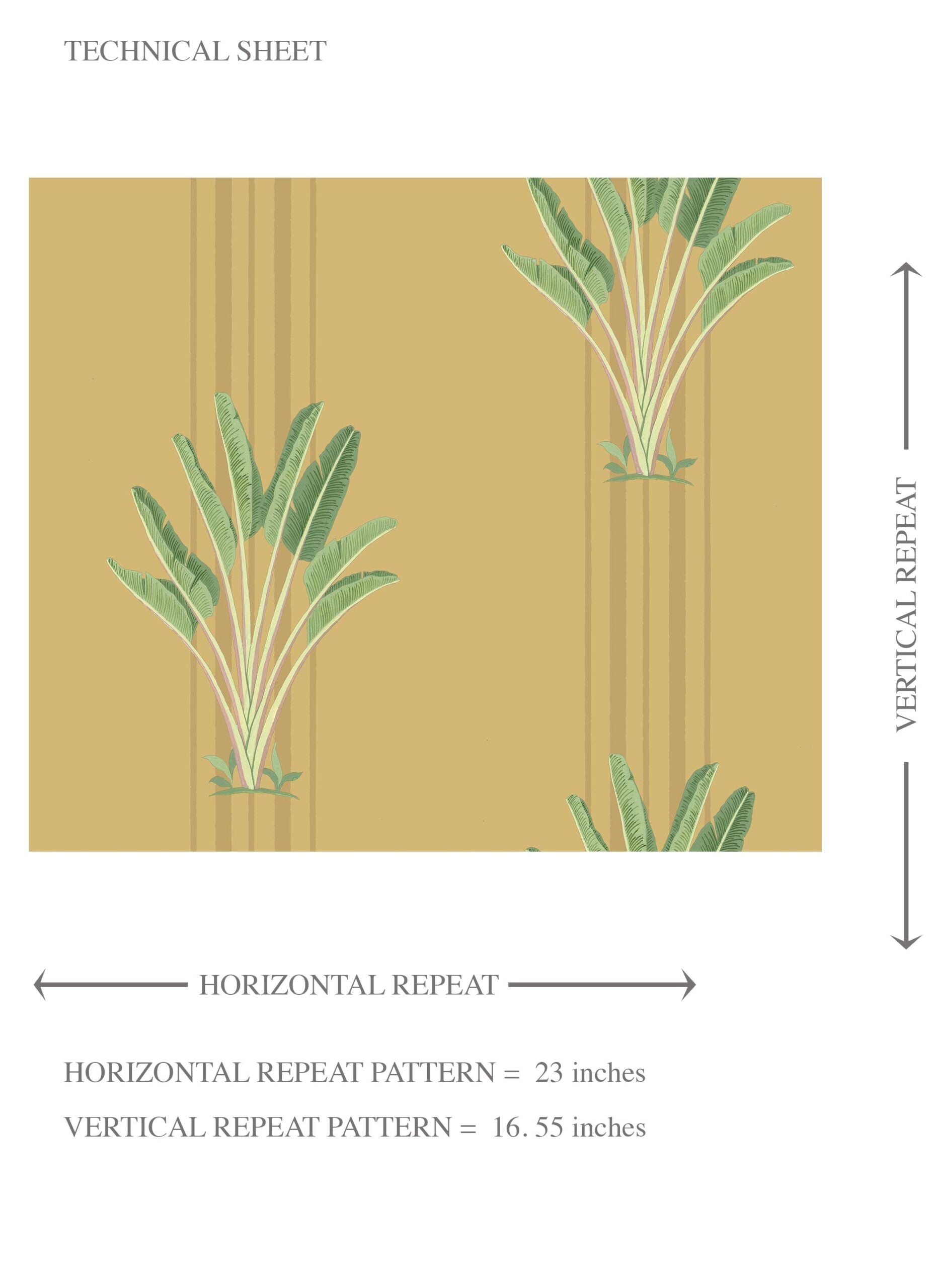 Botanical/ Floral Block Print Kids Room Wallpaper Sample (Yellow/ Green)