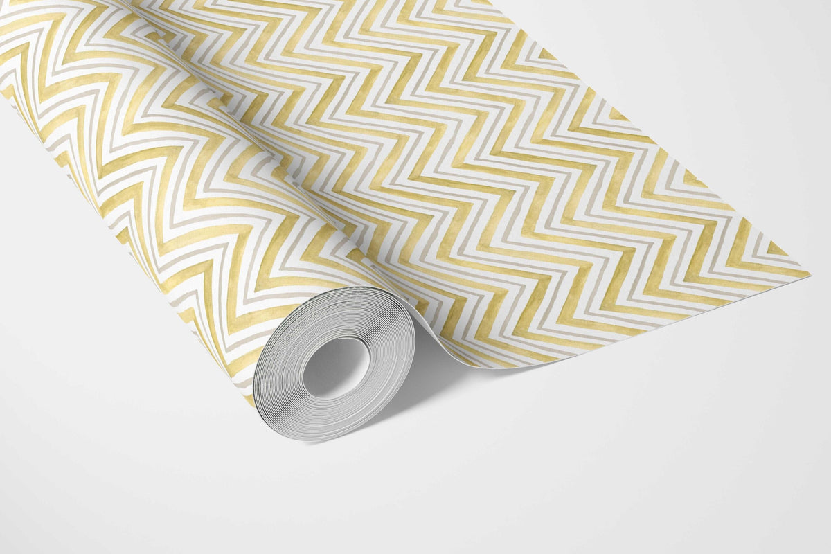 Geometric Zigzag/ Chevron Kitchen Wallpaper Sample (Yellow)