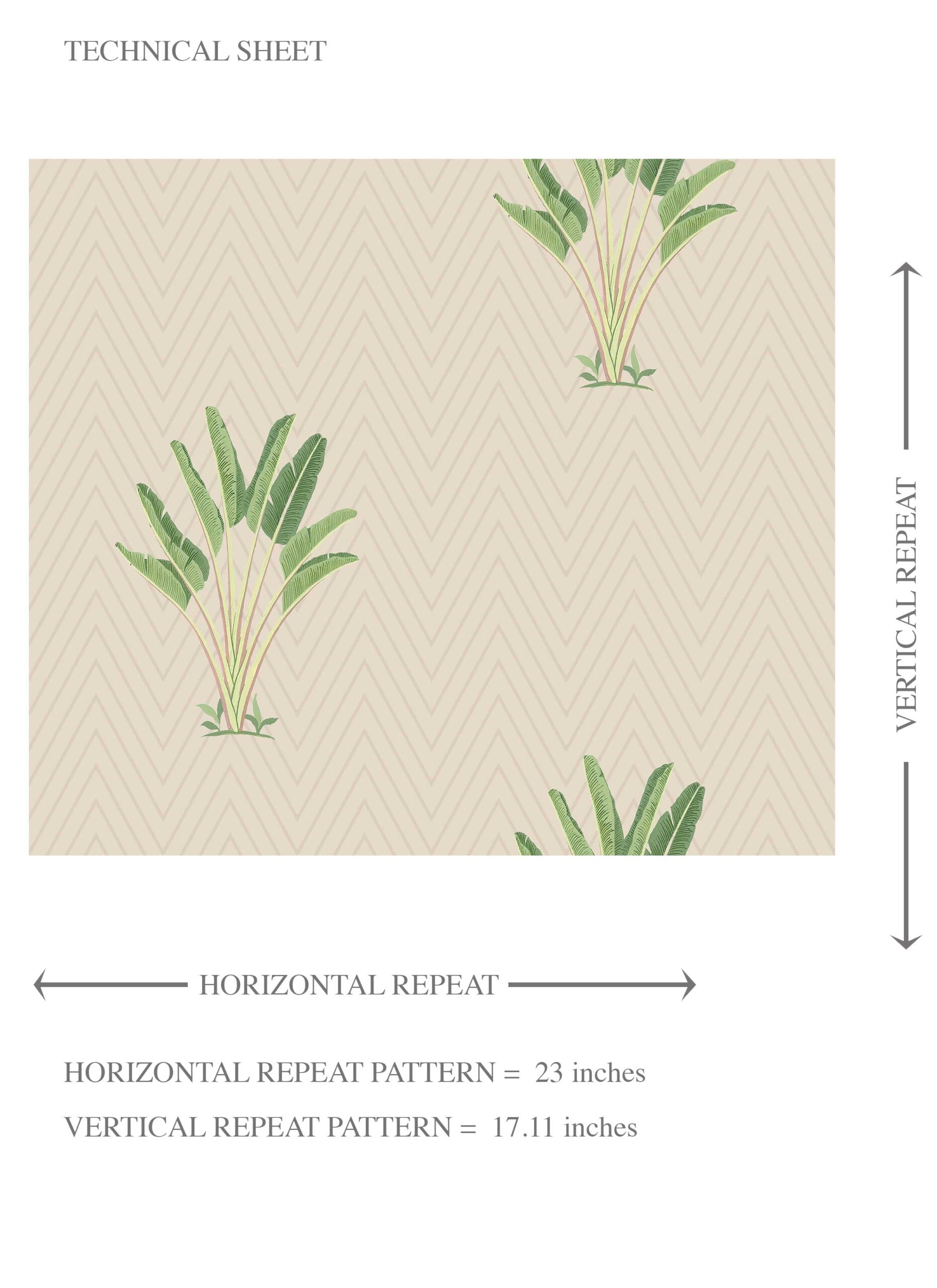 Botanical/ Floral Block Print Kids Room Wallpaper Sample (Beige/ Greige/ Green)
