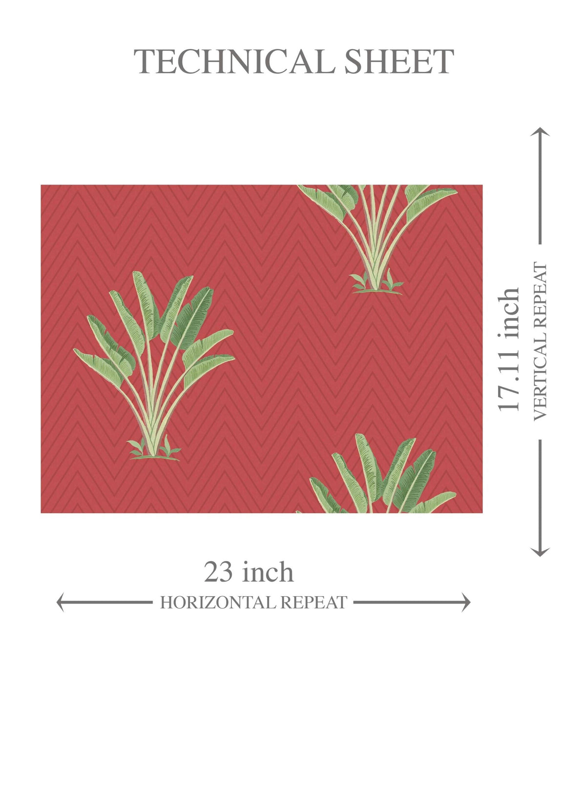 Botanical/ Floral Block Print Kids Room Wallpaper Sample (Red-Orange/ Green)