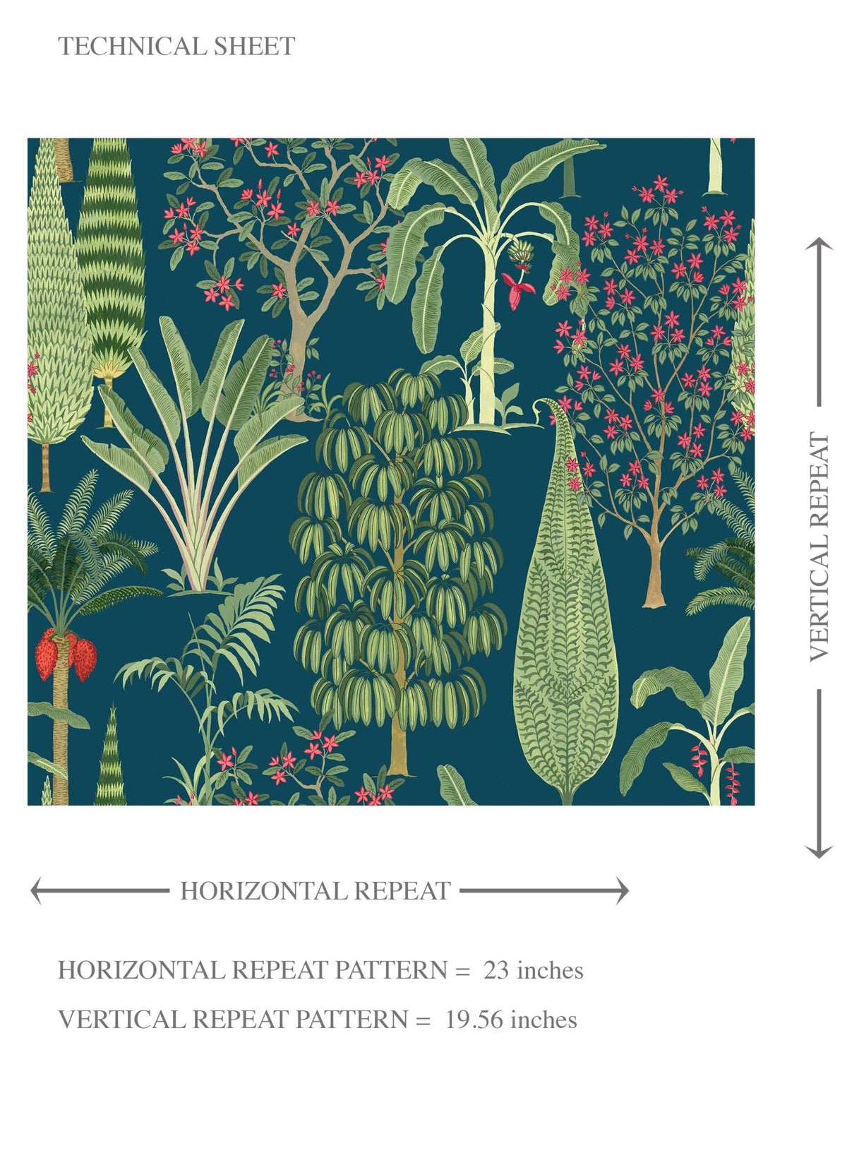 Tropical Floral/ Botanical Kids Room Wallpaper Sample (Teal Blue/ Green/ Pink)