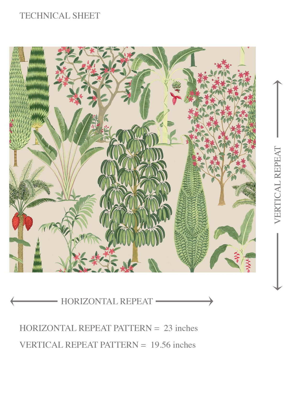 Tropical Floral/ Botanical Kids Room Wallpaper (Beige/ Green/ Pink/ Red)