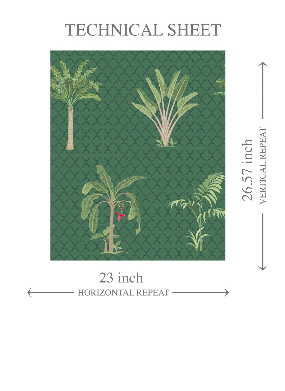 Botanical/ Floral Block Print Kids Room Wallpaper Sample (Emerald Green)