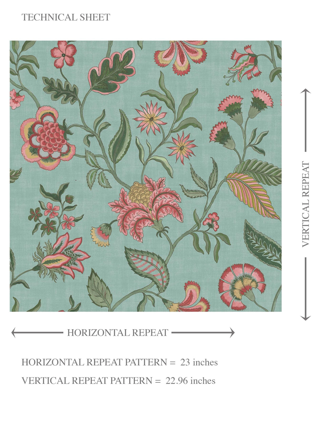 Botanical/ Floral Chinoiserie Kids Room Wallpaper (Blue-Green/ Pink/ Red)