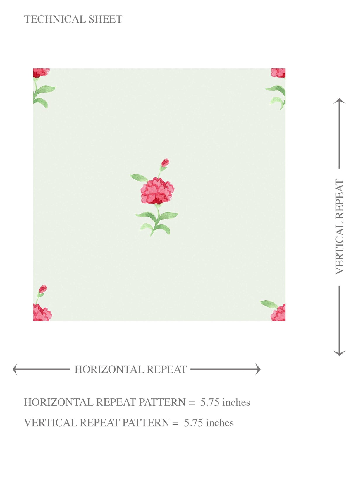 Vintage-Inspired Floral Block Print Kids Room Wallpaper Sample (Mint Green/ Pink)