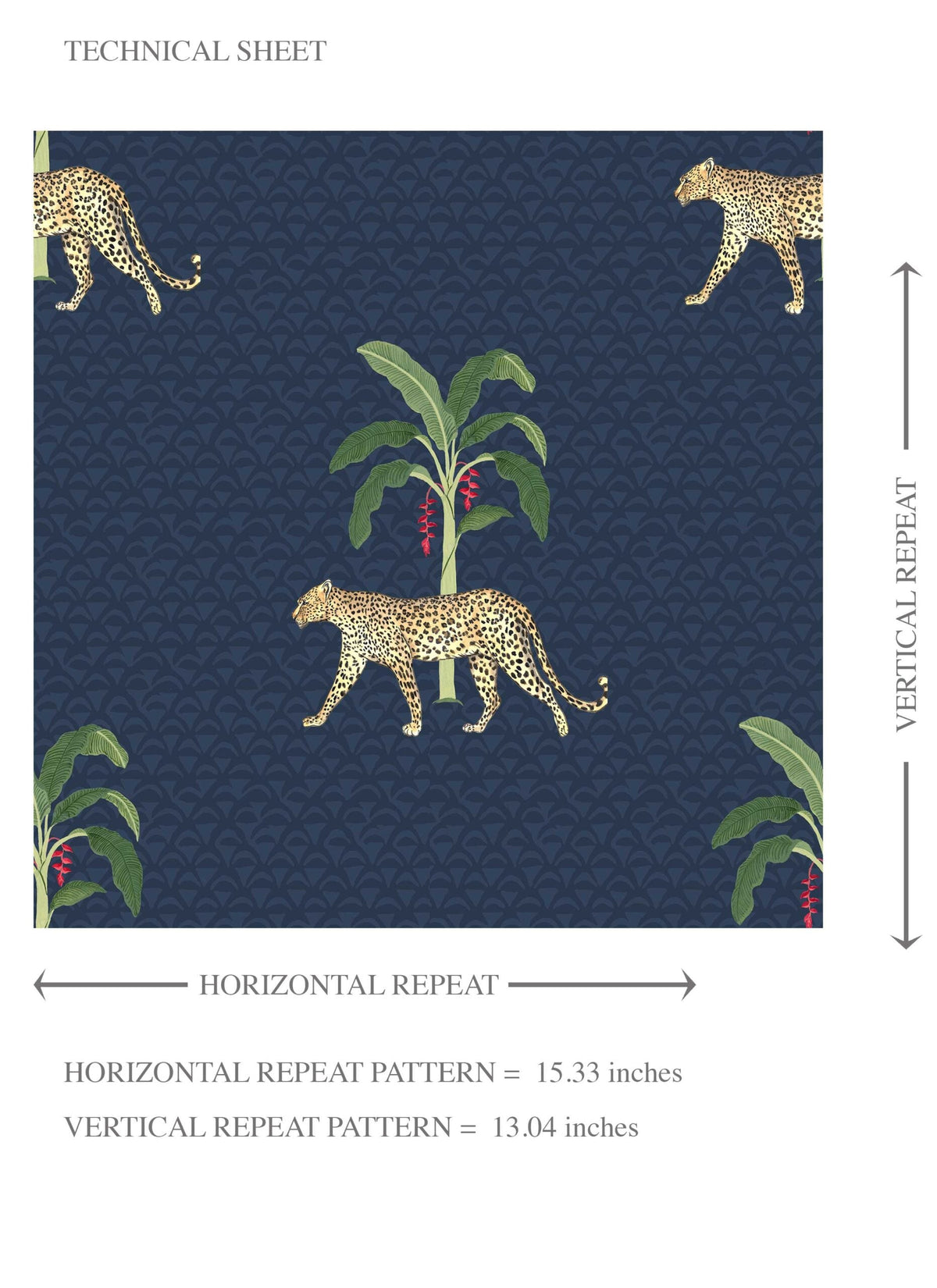 Leopard Animal Print Kids Room Wallpaper (Navy Blue/ Green/ Red/ Tan)
