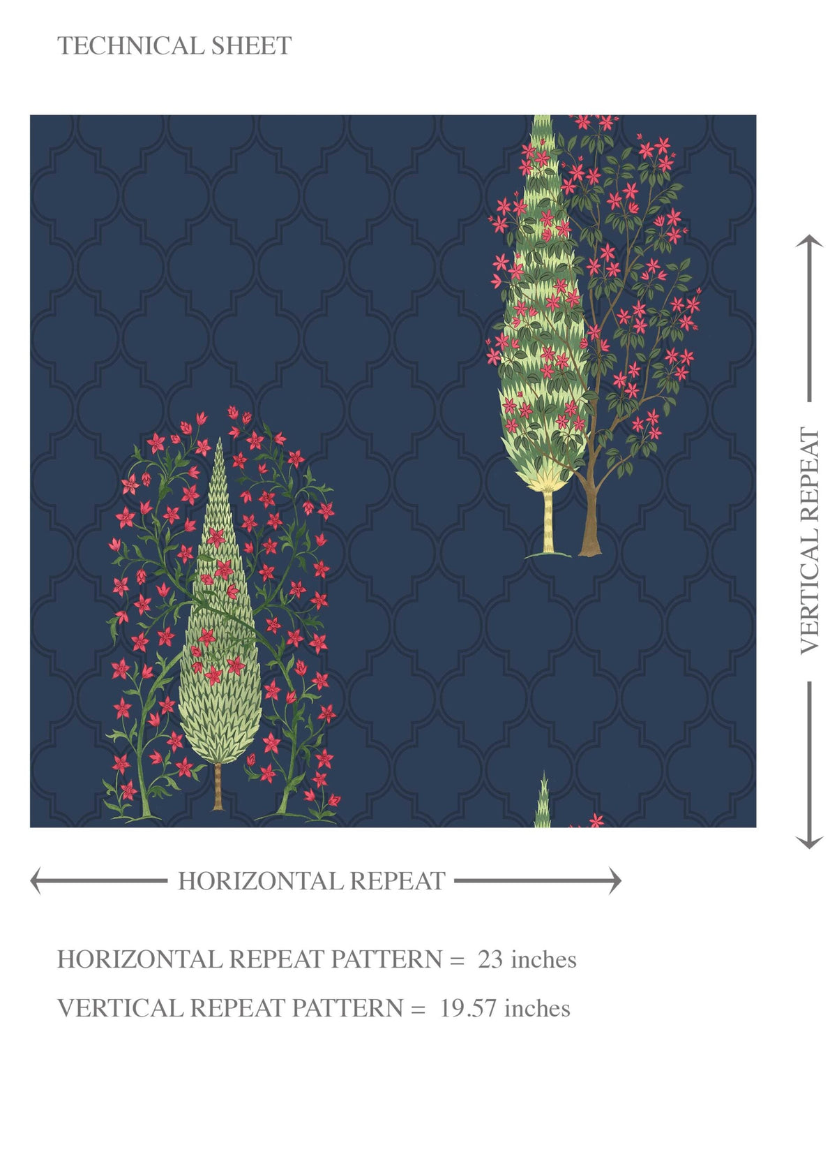 Botanical/ Floral Print Kids Room Wallpaper Sample (Navy Blue/ Pink/ Green)