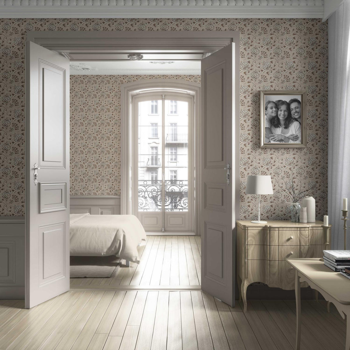 Neutral Modern Floral/ Botanical Living Room Wallpaper (Brown/ Taupe/ Beige)