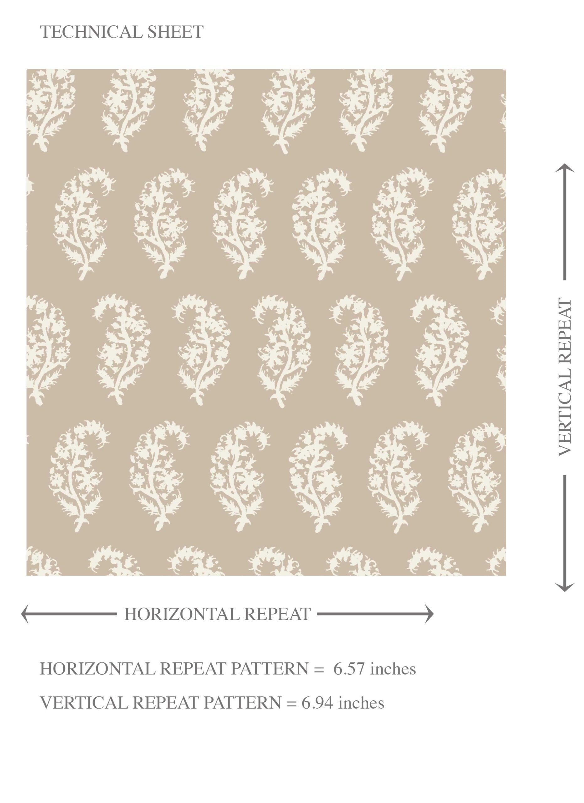 Neutral Small Paisley Floral Patterned Print Kids Room Wallpaper (Beige/ White)