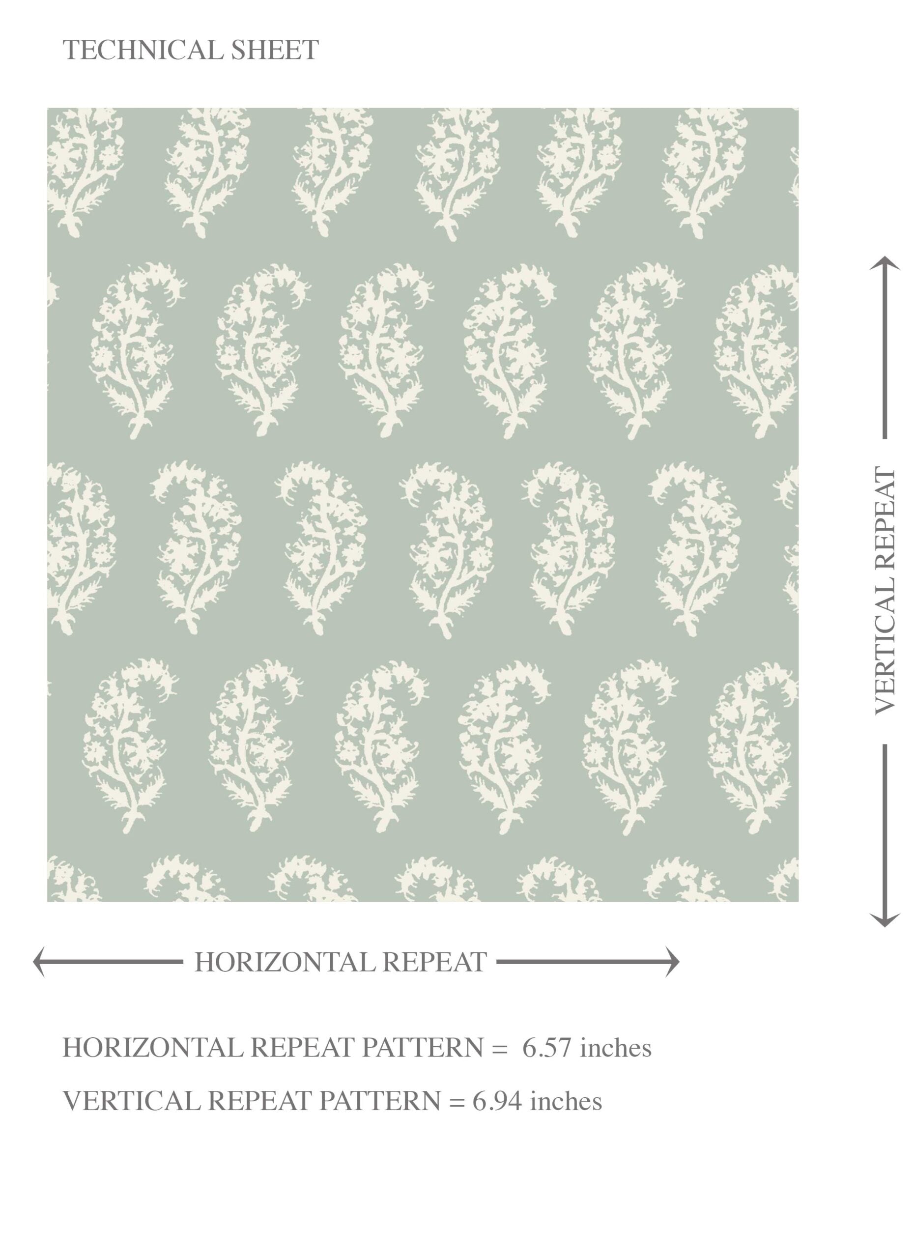 Small Paisley Floral Patterned Print Kids Room Wallpaper Sample (Green/ White)