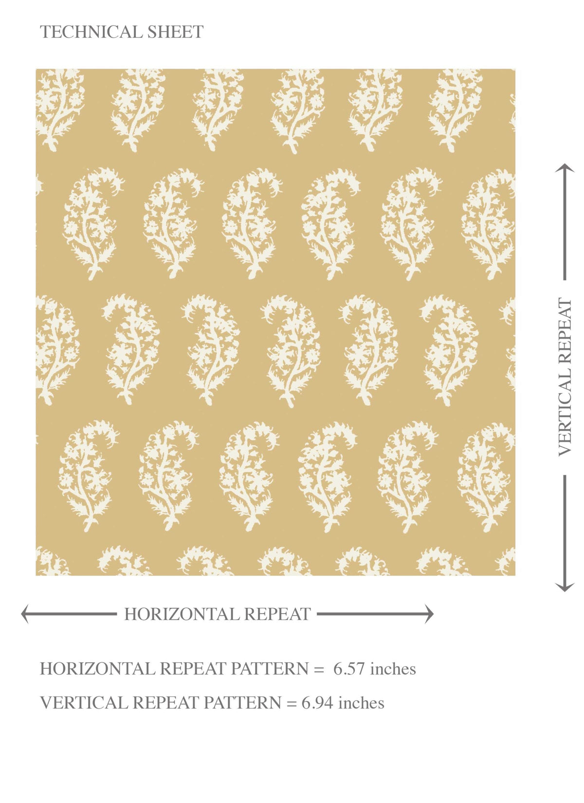 Small Paisley Floral Patterned Print Kids Room Wallpaper Sample (Yellow/ White )