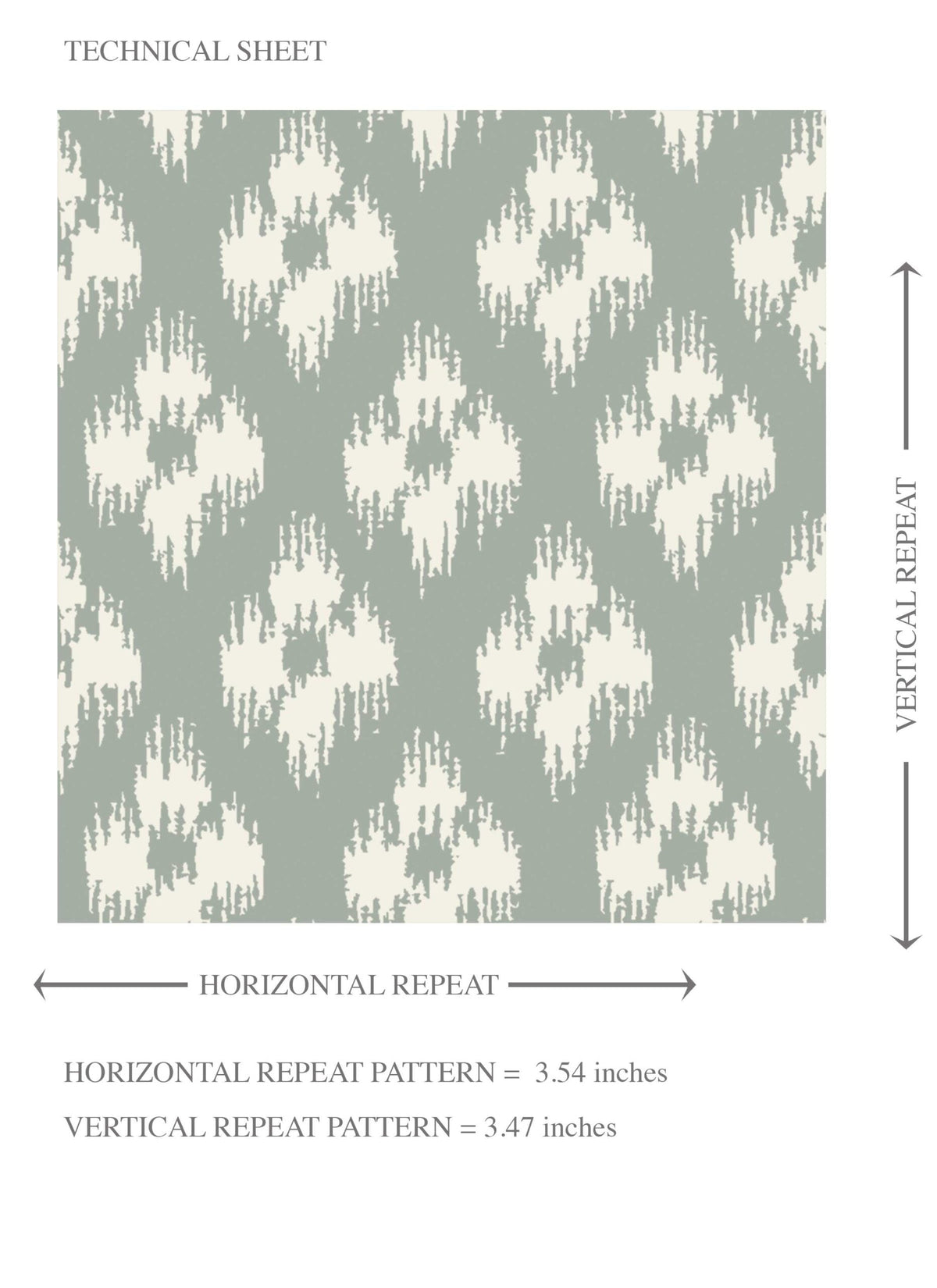Small Geometric Ikat-Style Floral Block Print Kids Room Wallpaper (Green/ White)
