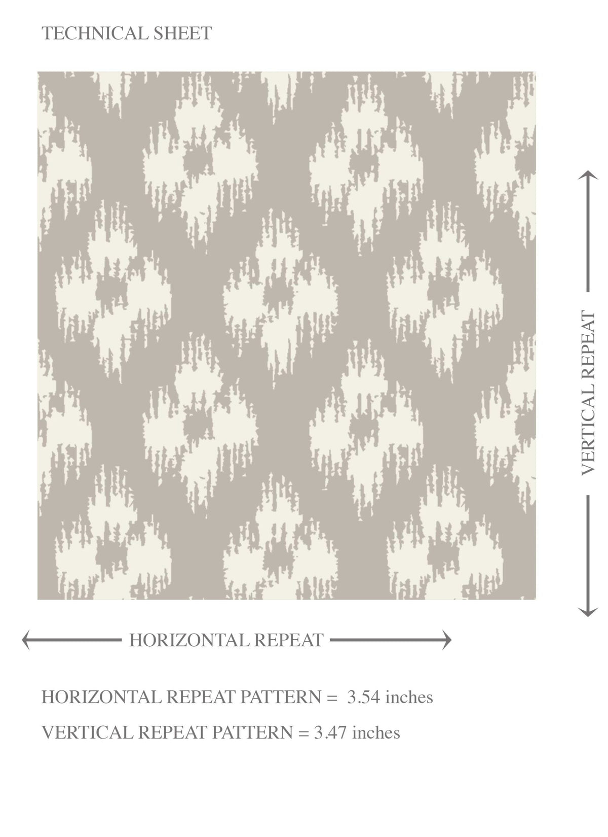 Neutral Small Geometric Ikat-Style Floral Block Print Kids Room Wallpaper (Gray/ White)