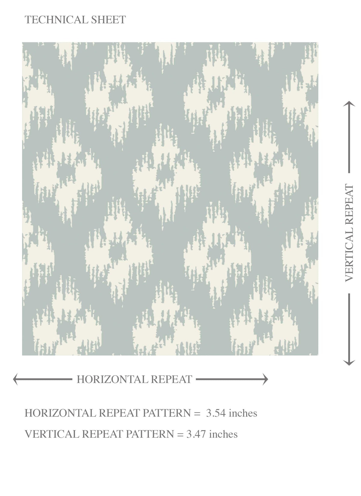 Small Geometric Ikat-Style Floral Block Print Kids Room Wallpaper (Duck Egg Blue/ White)