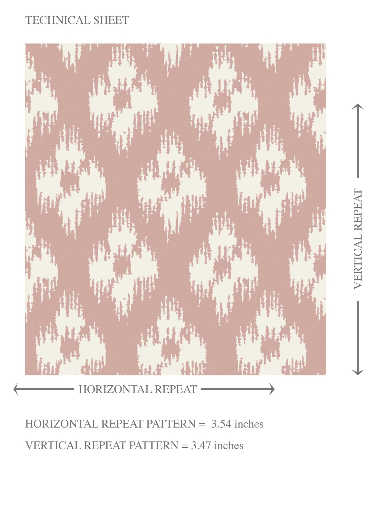 Small Geometric Ikat-Style Floral Block Print Kids Room Wallpaper (Pink/ White)