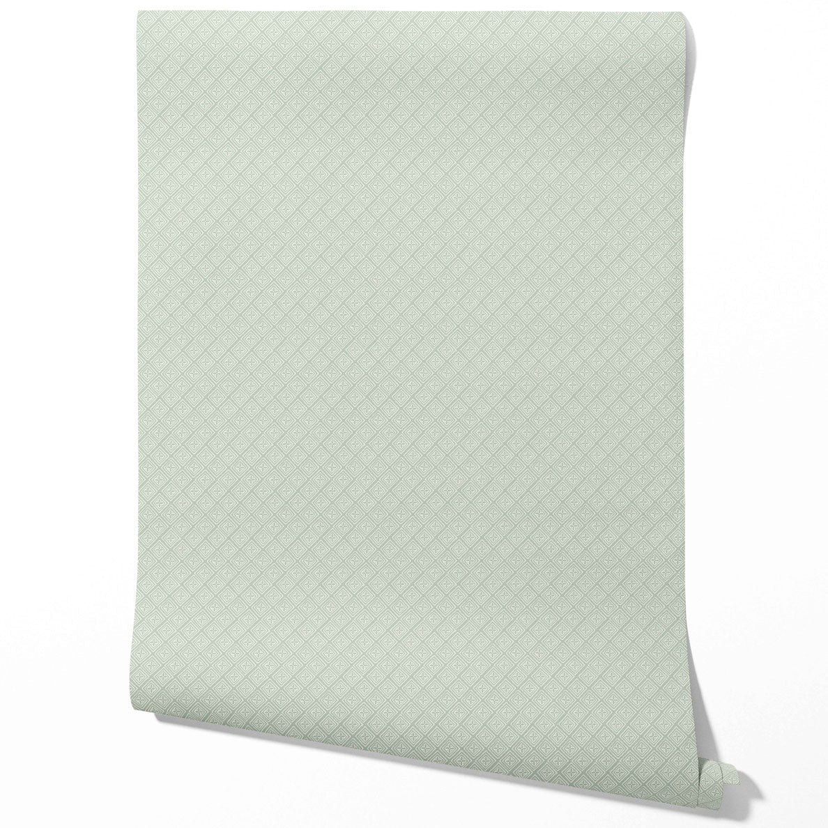 Small Diamond Lattice/ Textured Check Kitchen Wallpaper (Green/ White)