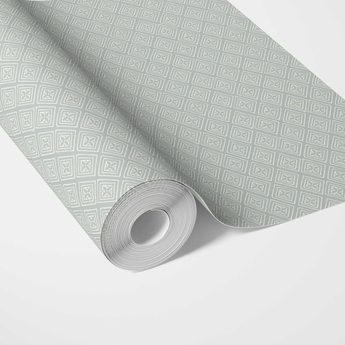 Small Diamond Lattice/ Textured Check Traditional Wallpaper Sample (Blue/ White)