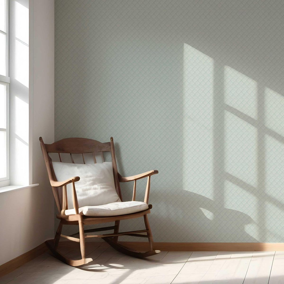 Small Diamond Lattice/ Textured Check Nursery Wallpaper Sample (Blue/ White)