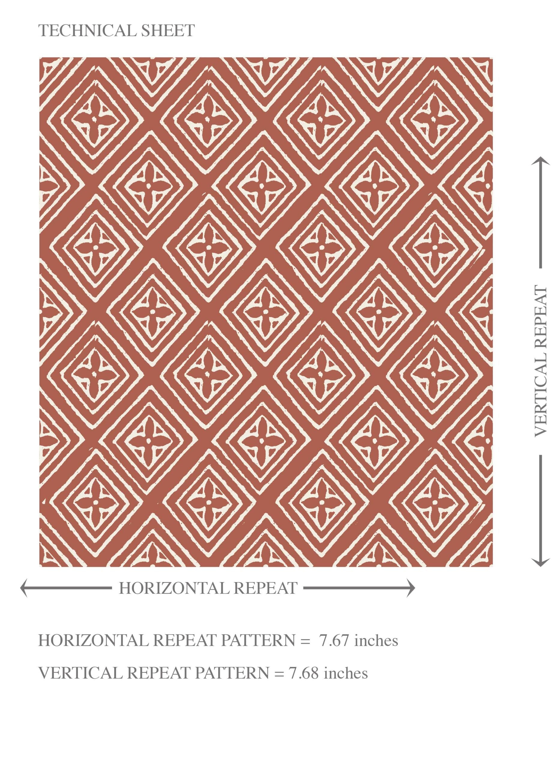 Small Diamond Lattice/ Textured Check Kids Room Wallpaper (Terracotta Red/ White)