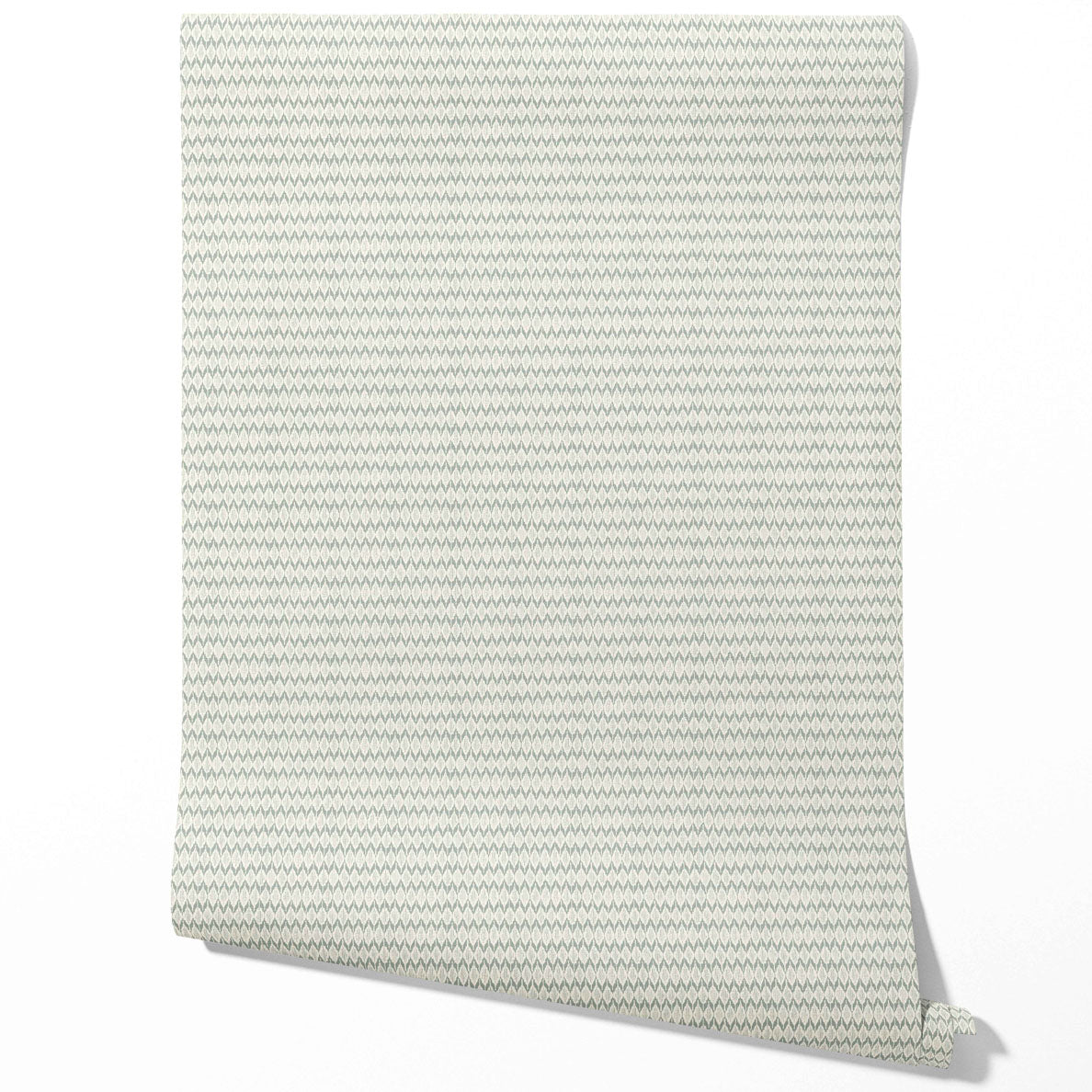 Geometric Ikat Striped Kitchen Wallpaper (Sage Gray/ White)