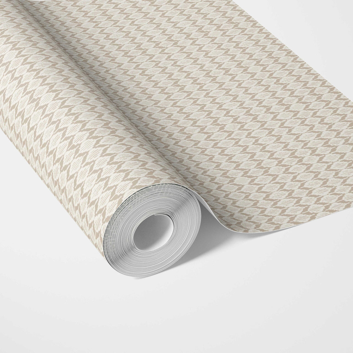 Neutral Ikat Striped Traditional Wallpaper (Beige/ Tan/ White)