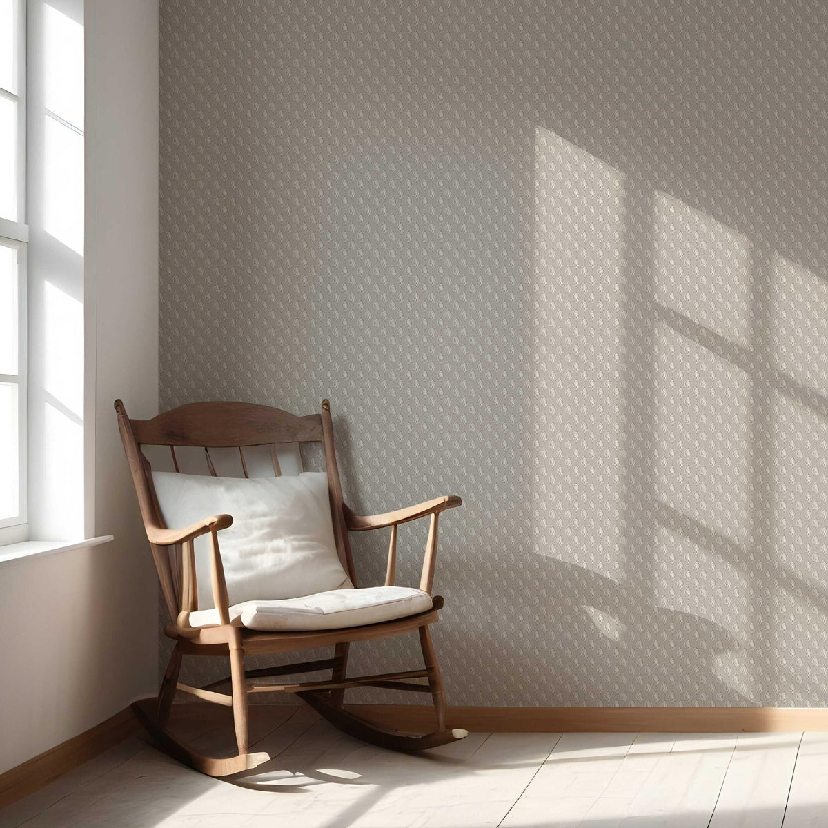 Neutral Textured Teardrop/ Paisley Block Print Nursery Wallpaper (Gray/ Greige/ White)