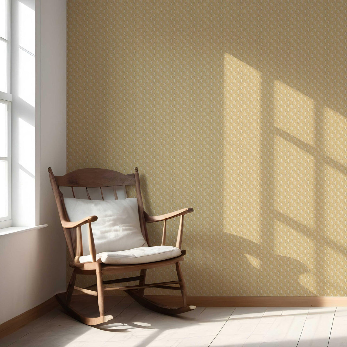 Textured Teardrop/ Paisley Block Print Nursery Wallpaper (Yellow/ White)