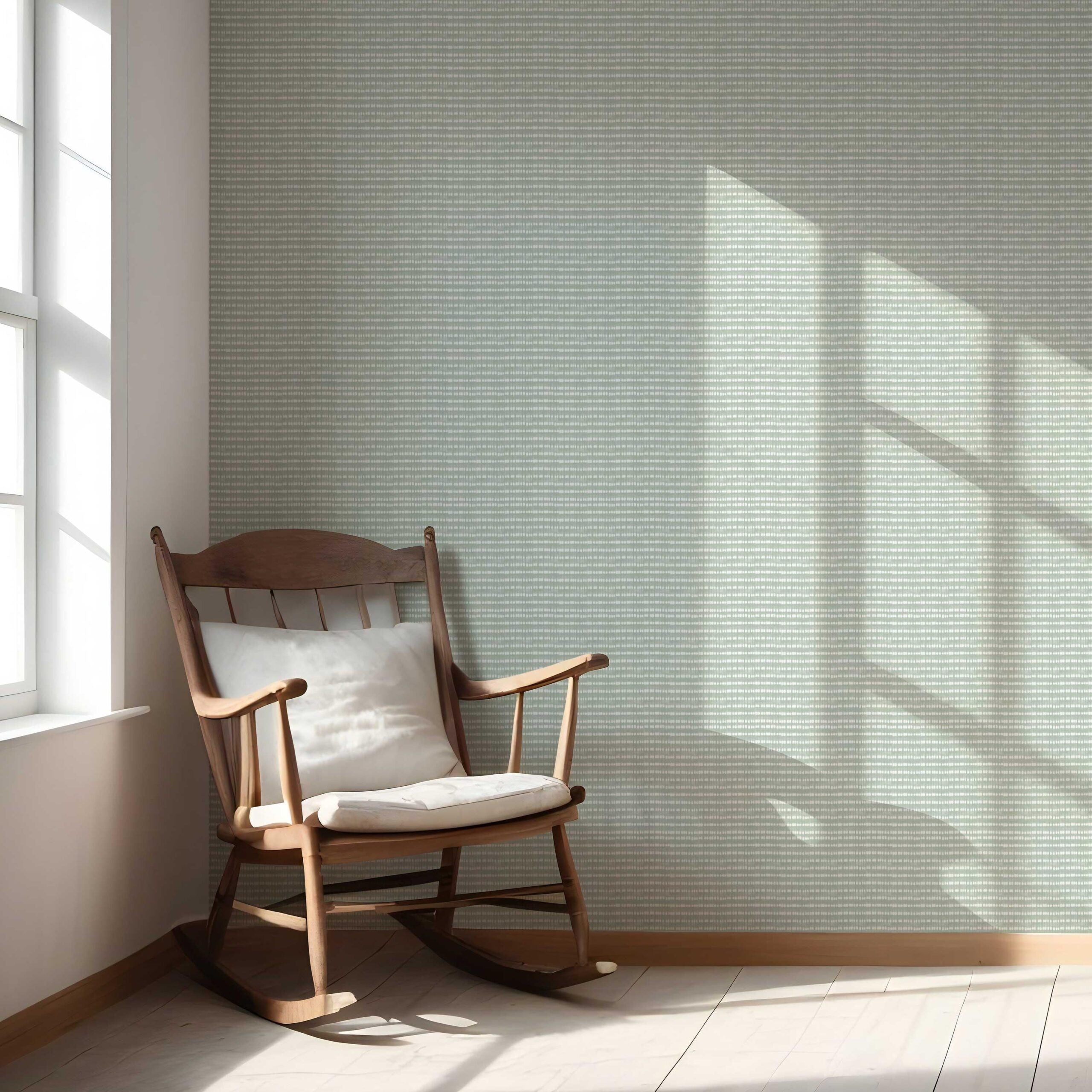 Textured Shibori Effect Striped Nursery Wallpaper Sample (Green/ White)