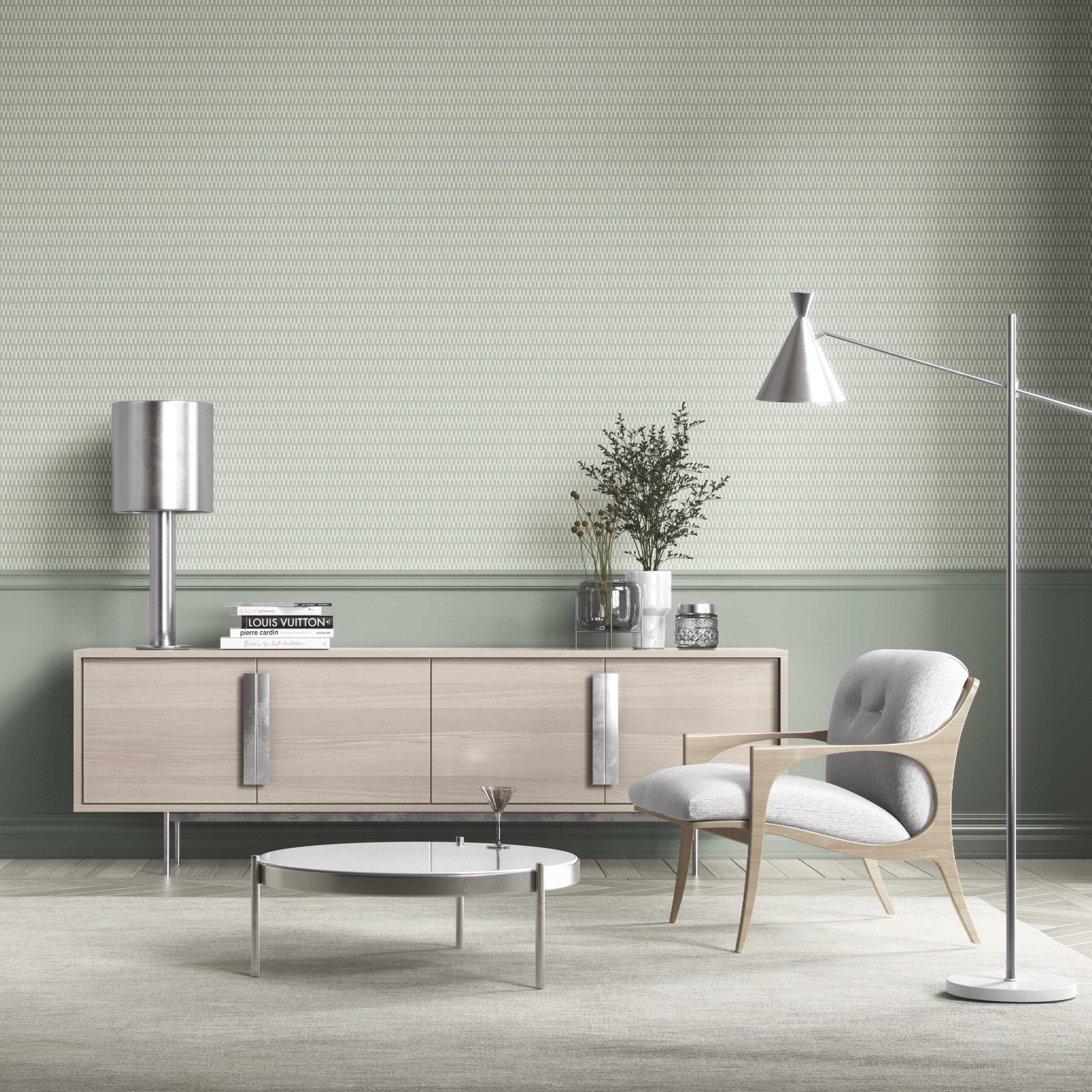 Modern Geometric Micro-Print Bathroom Wallpaper Sample (Duck Egg Blue/ White)