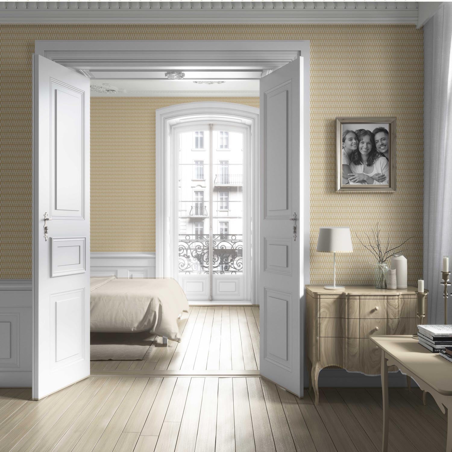 Modern Geometric Micro-Print Living Room Wallpaper Sample (Yellow/ White)