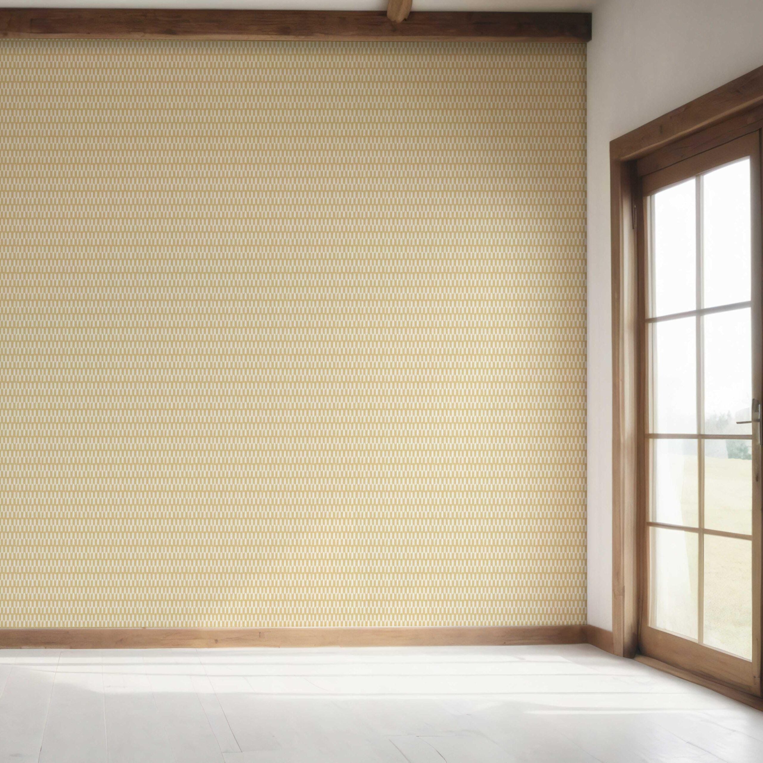 Modern Geometric Micro-Print Bedroom Wallpaper Sample (Yellow/ White)