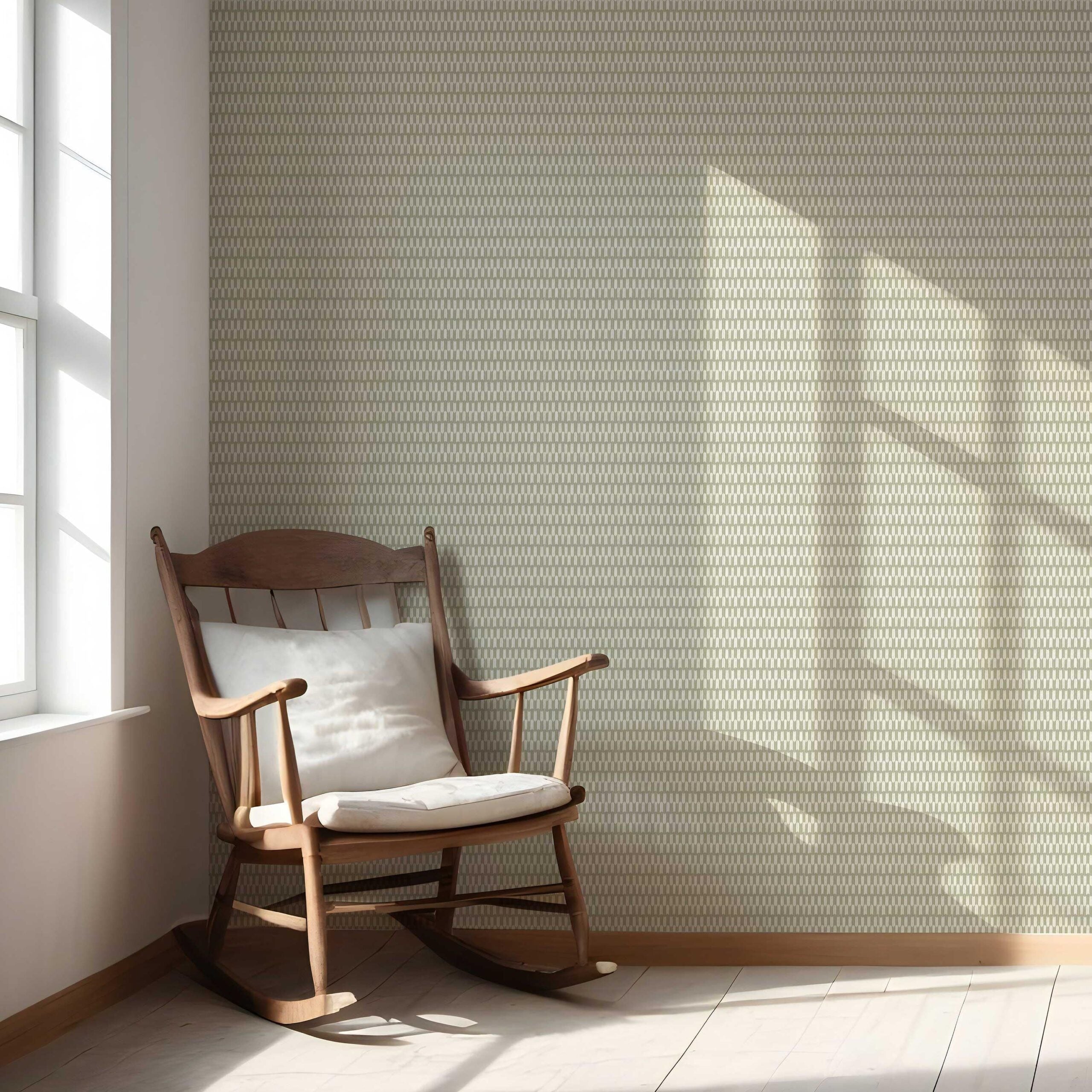Modern Geometric Micro-Print Nursery Wallpaper Sample (Light Olive Green)