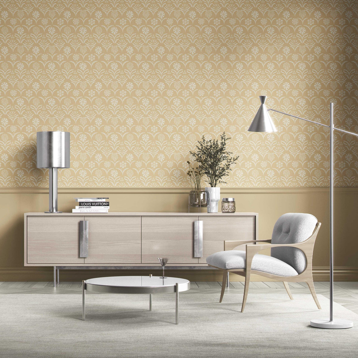 Modern Floral Botanical Nursery Wallpaper (Yellow/ White)