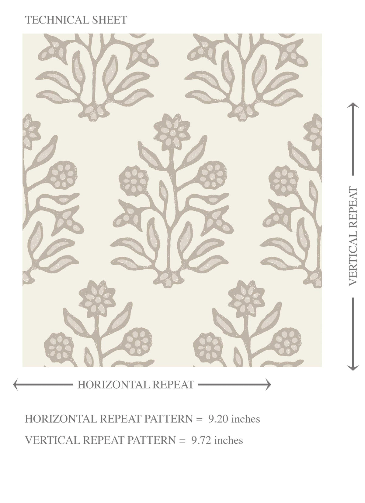 Vintage-Inspired Floral Block Print Kids Room Wallpaper (Cream/ Beige/ Greige)