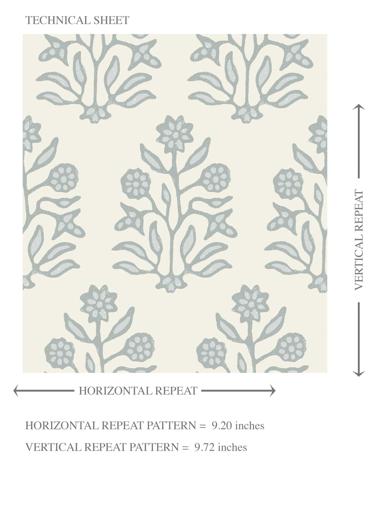 Vintage-Inspired Floral Block Print Kids Room Wallpaper Sample (Cream/ Blue-Green)