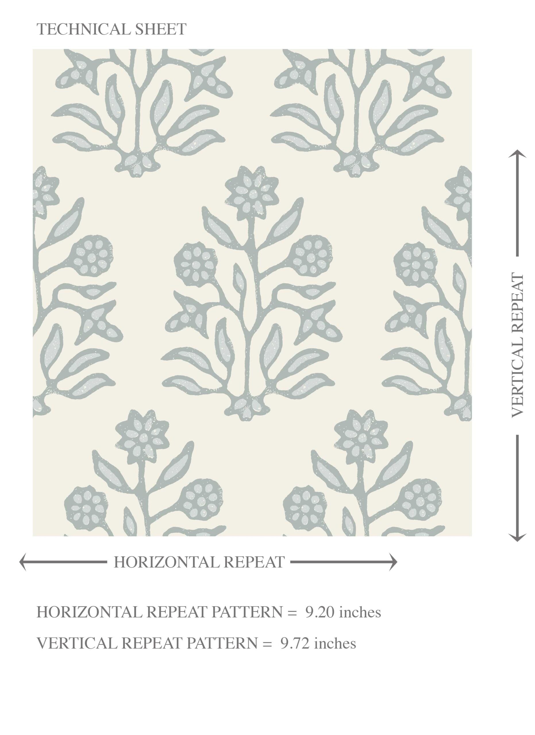 Vintage-Inspired Floral Block Print Kids Room Wallpaper Sample (Cream/ Blue-Green)