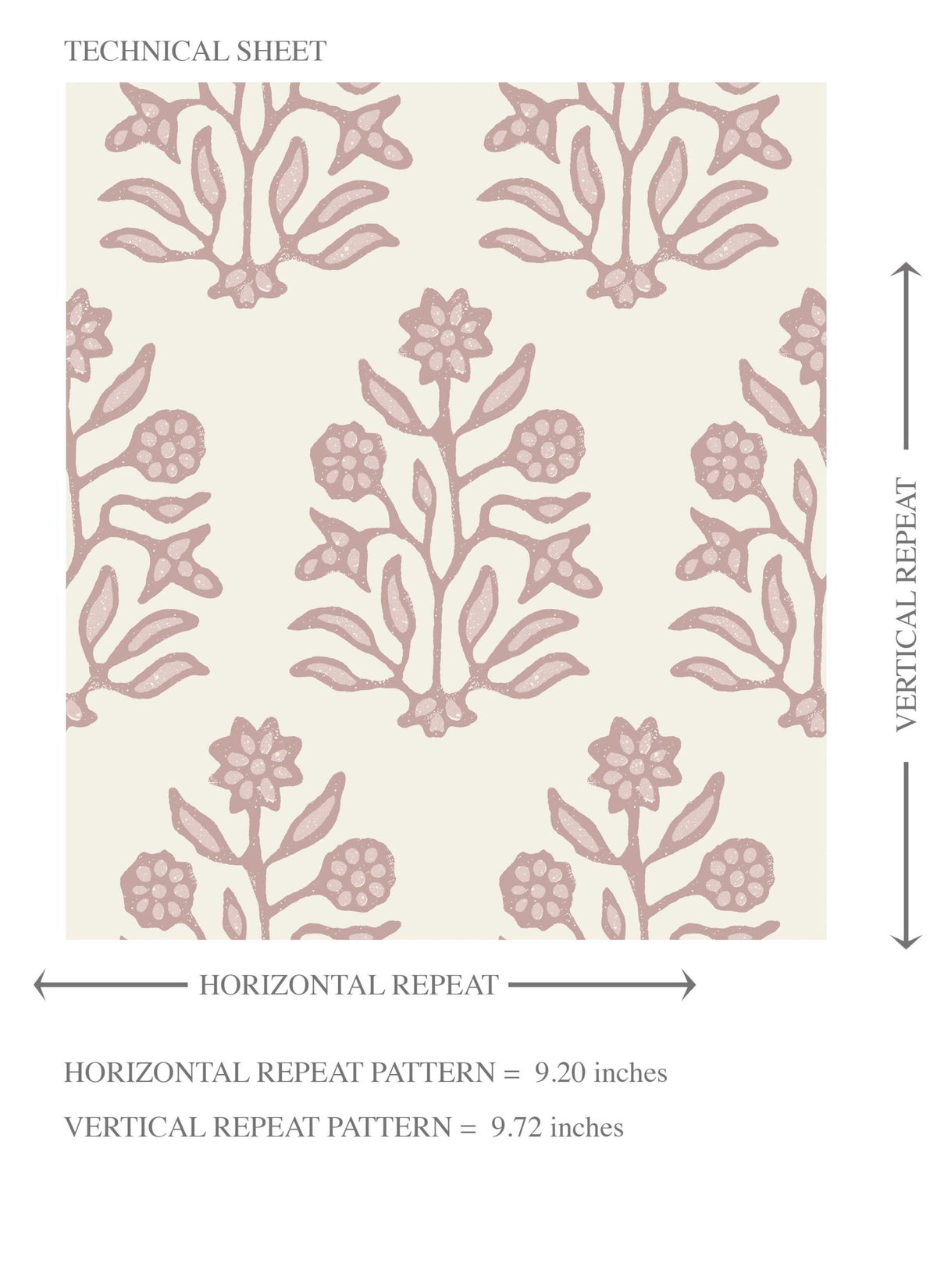 Vintage-Inspired Floral Block Print Kids Room Wallpaper Sample (Pink/ Cream)