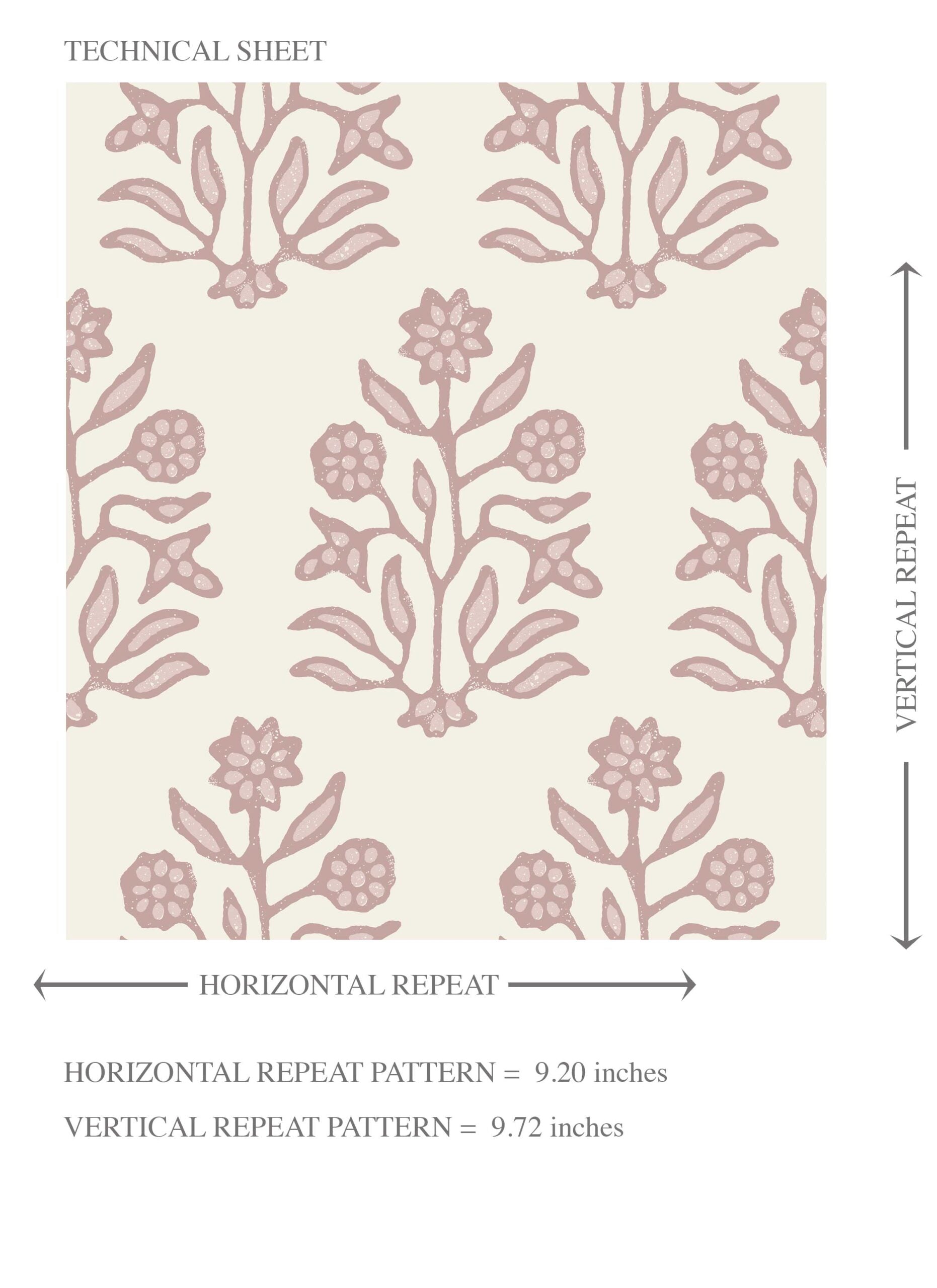 Vintage-Inspired Floral Block Print Kids Room Wallpaper Sample (Pink/ Cream)