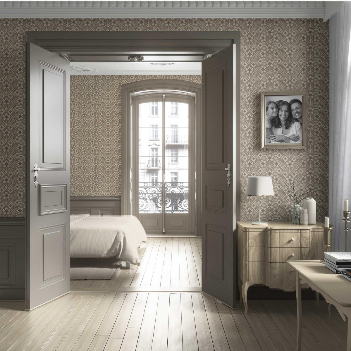 Modern Neutral-Toned Botanical Floral Living Room Wallpaper (Brown/ Beige/ Cream/ Taupe )