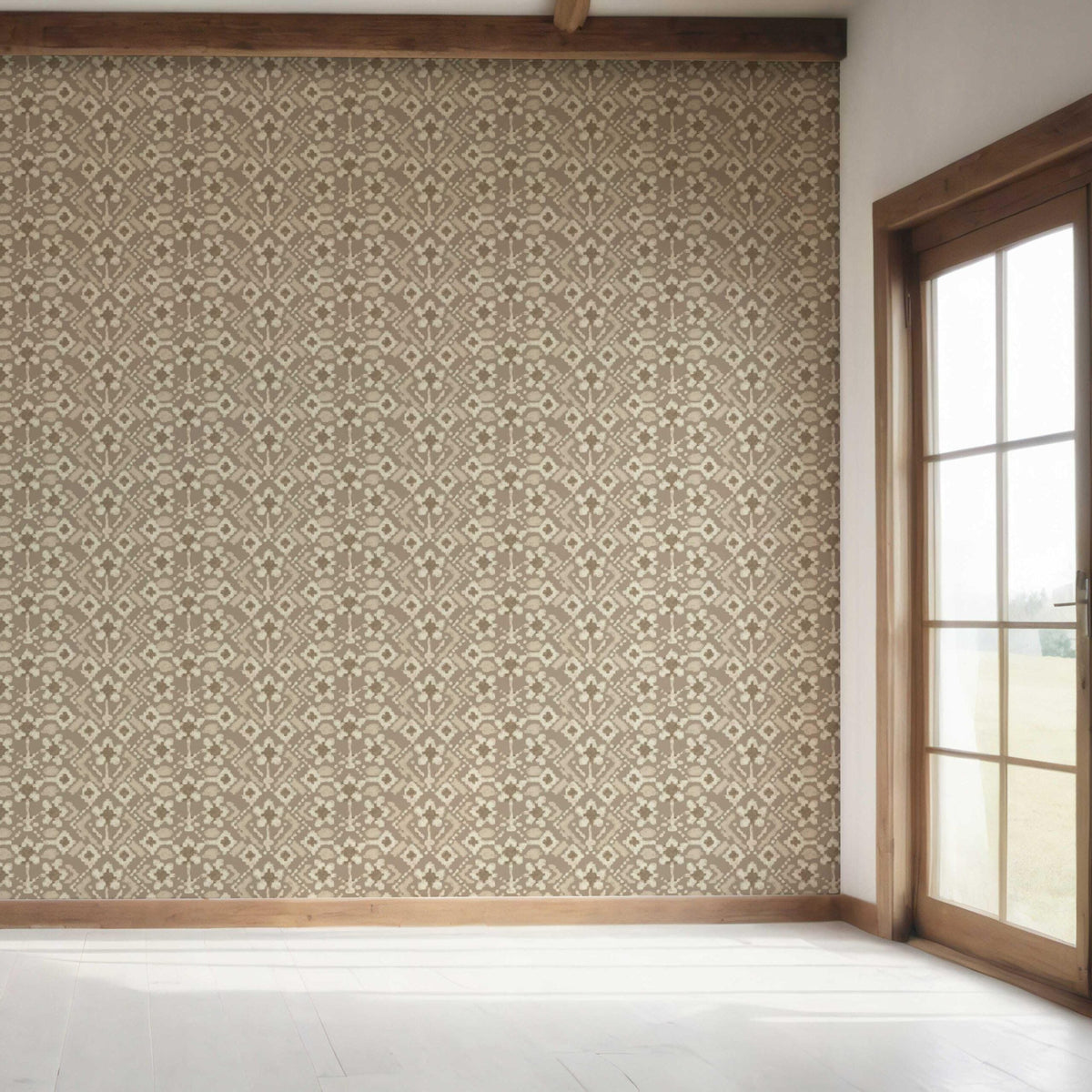 Modern Neutral-Toned Botanical Floral Bedroom Wallpaper (Brown/ Beige/ Cream/ Taupe )