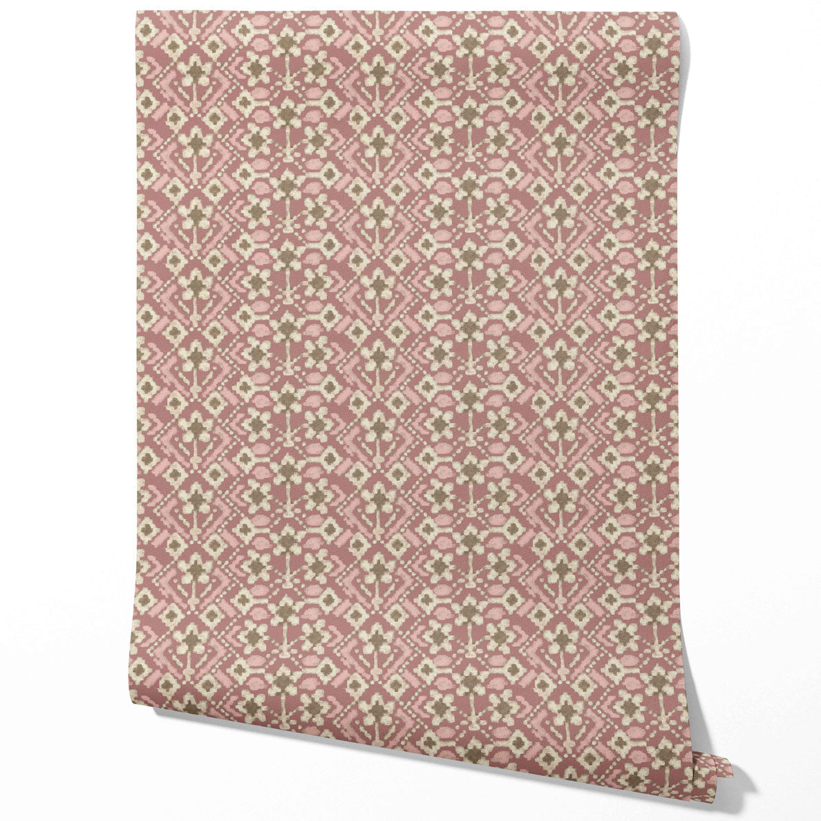 Modern Botanical Floral Traditional Wallpaper Sample (Peach/ Dusky Pink/ Beige)
