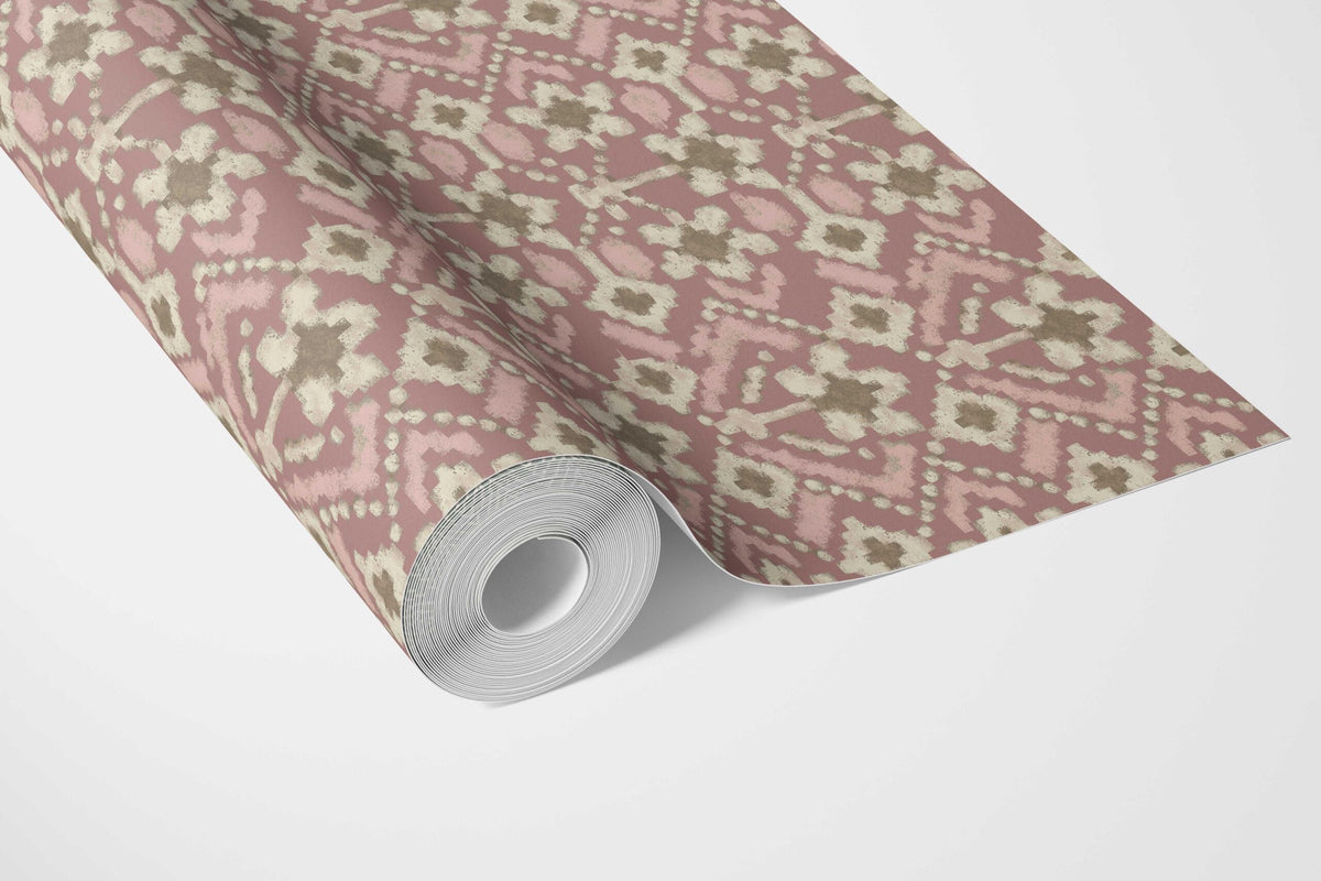 Modern Botanical Floral Bathroom Wallpaper Sample (Peach/ Dusky Pink/ Beige)