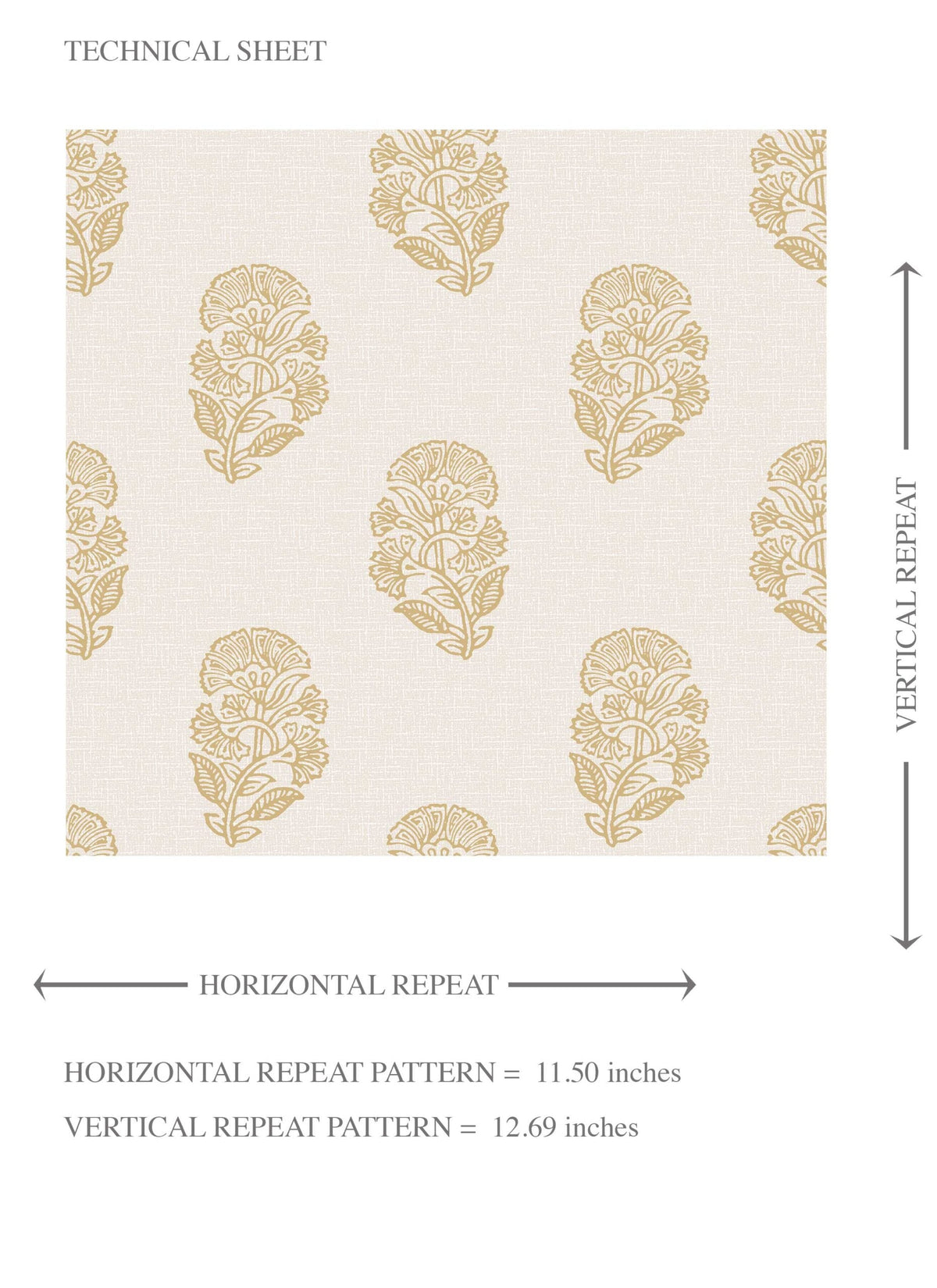 Botanical/ Floral Block Print Kids Room Wallpaper (Yellow/ Cream)