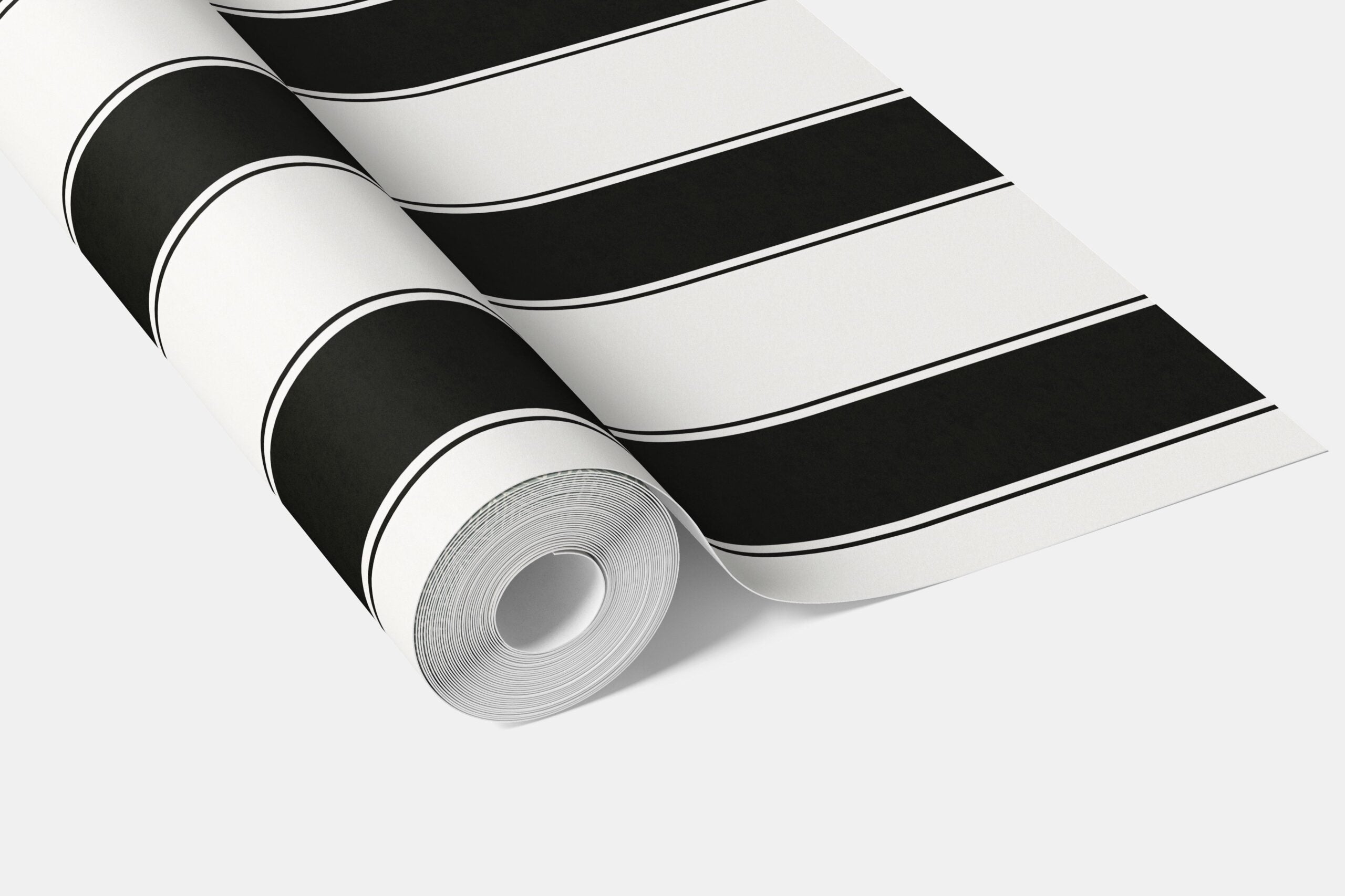 Neutral-Toned Scandi-Inspired Striped Bathroom Wallpaper Sample (Black & White)