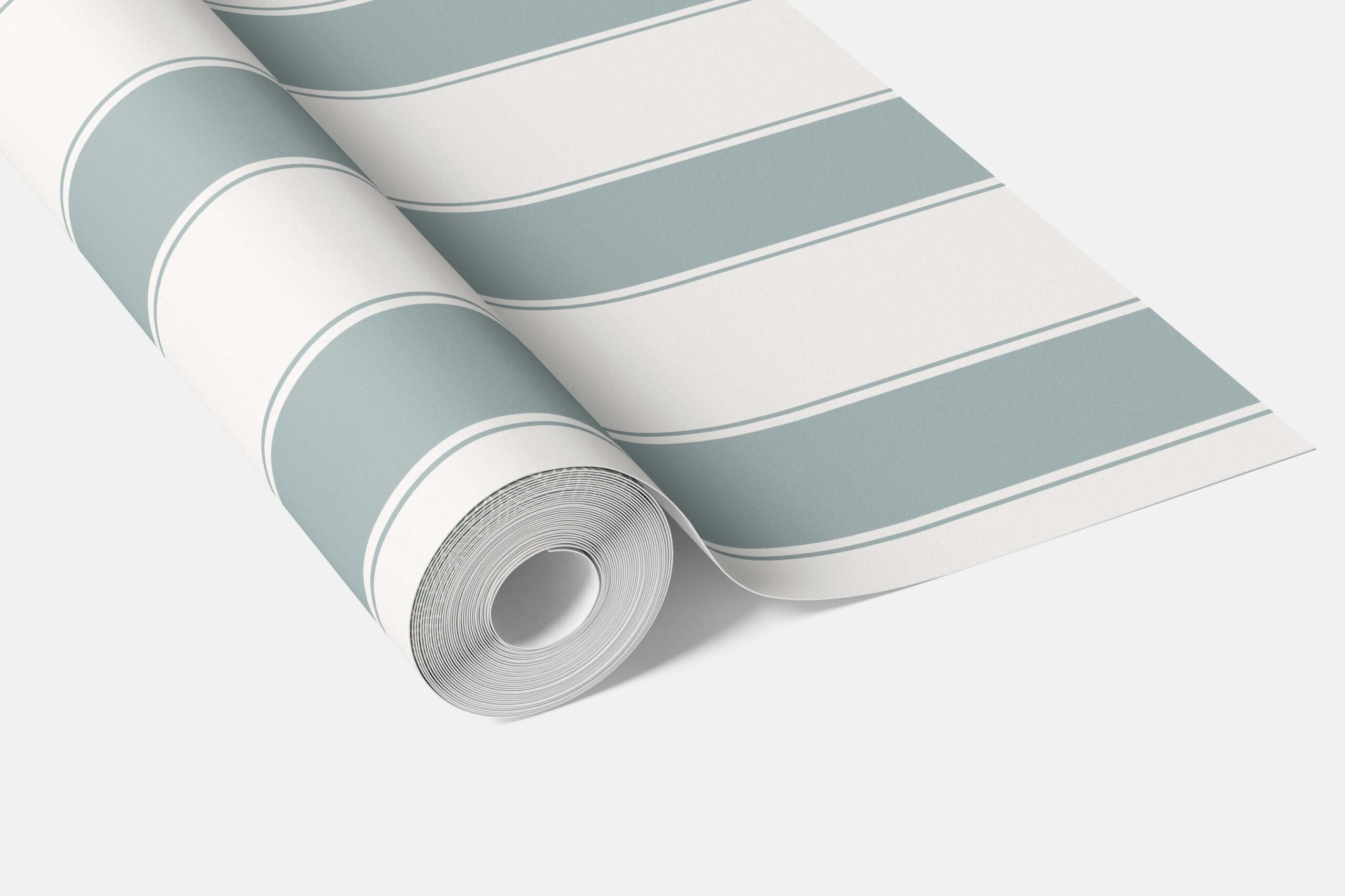 Geometric Striped Kitchen Wallpaper Sample (Duck Egg Blue/ White)