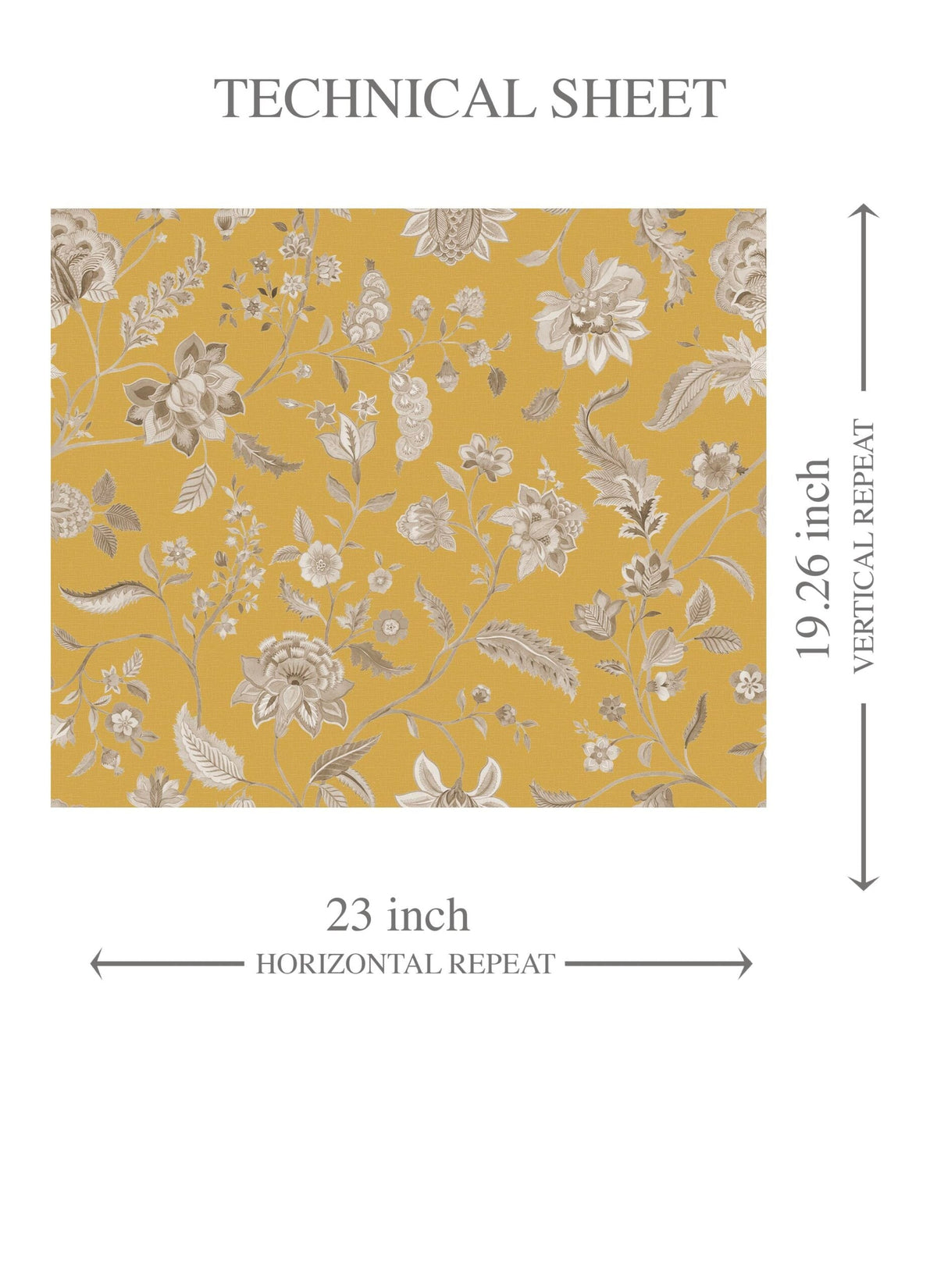 Floral Botanical Patterned Kids Room Wallpaper Sample (Yellow/ Beige)