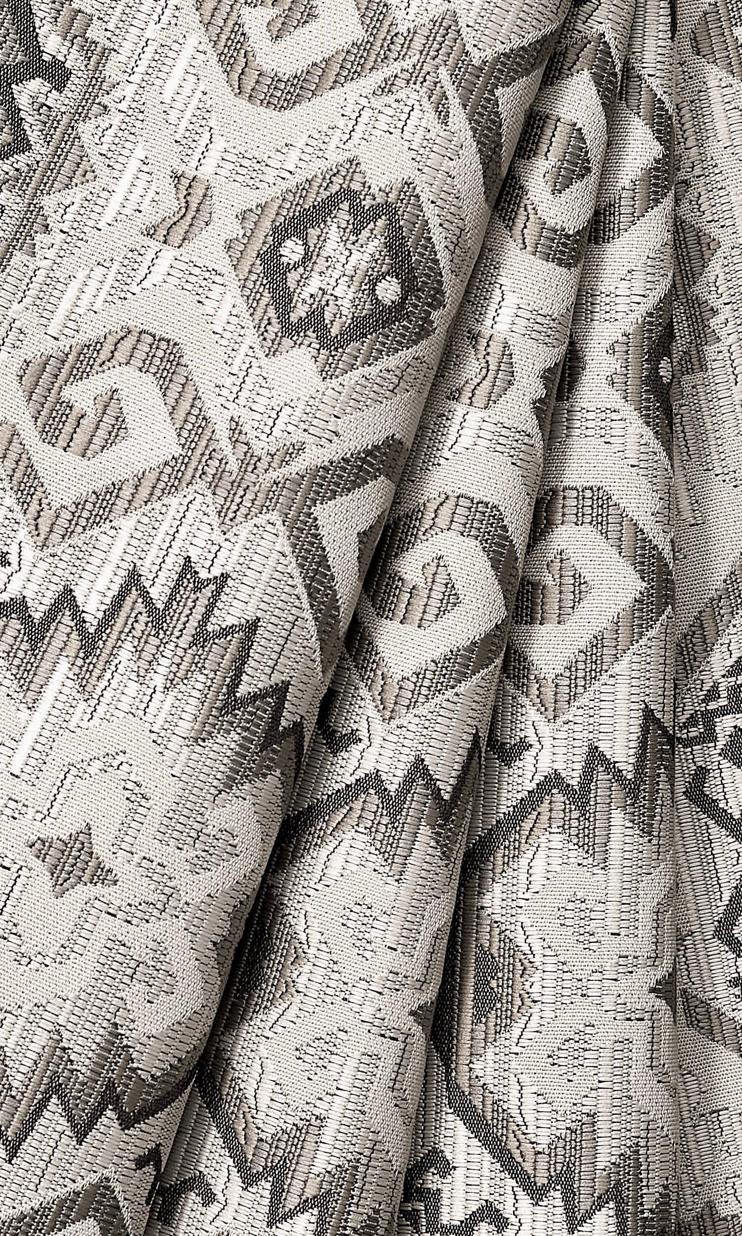Aztec Print Window Treatments Fabric Sample (Deep Beige/ Charcoal)