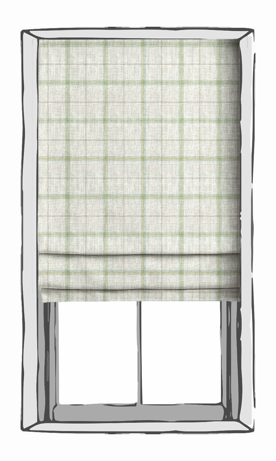 Check Print Window Treatments Fabric Sample (White/ Blue/ Green)