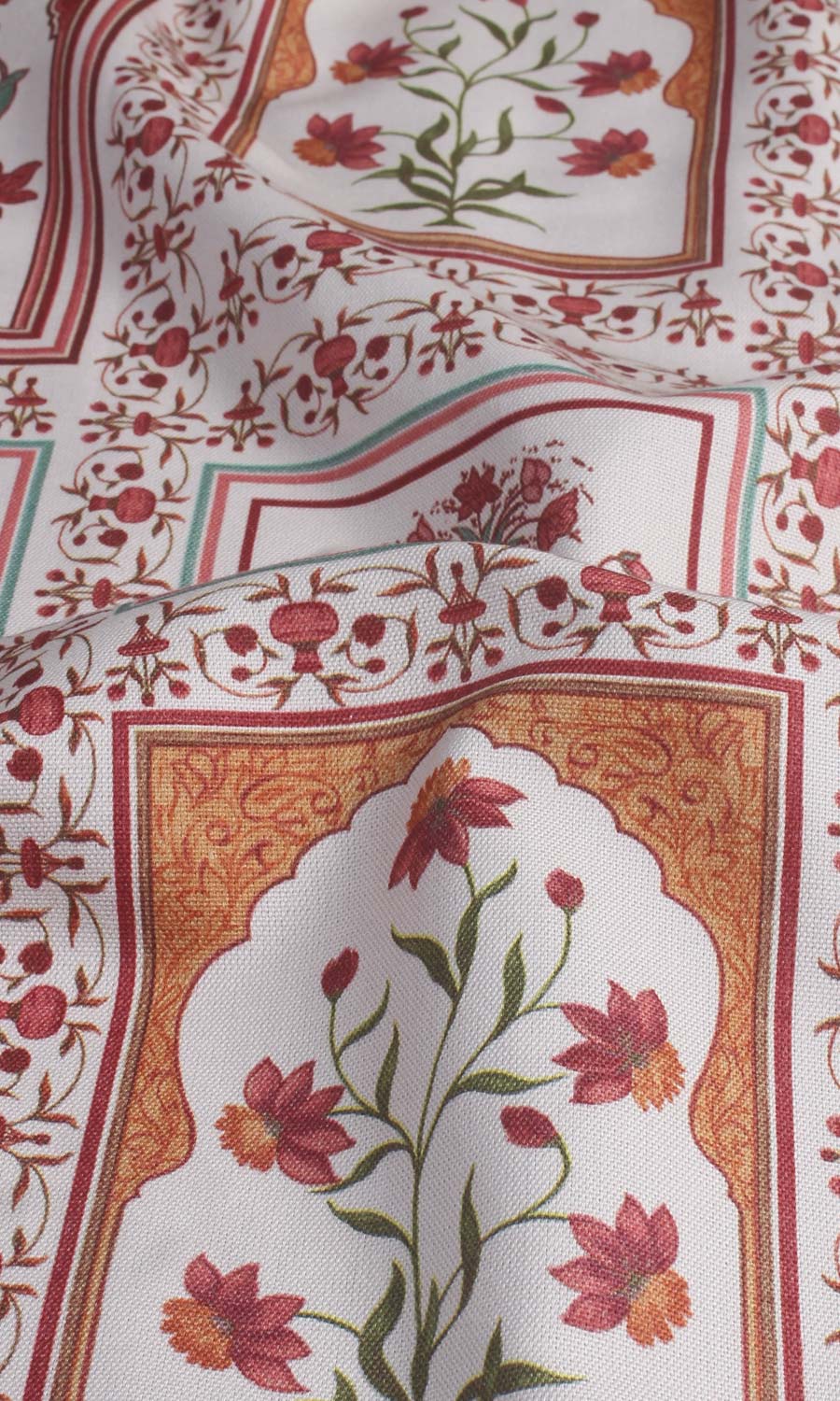 Floral Cotton Home Textile Fabric Material By the Yard (Red/ Orange)
