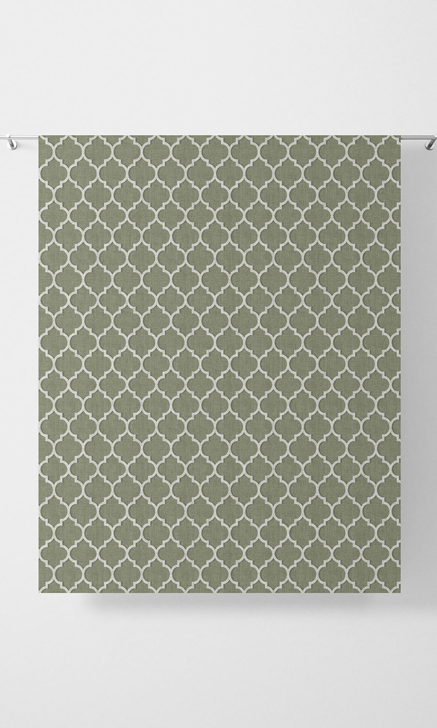 Trellis Tile Print Home Textile Fabric Material Sample (Green/ White)